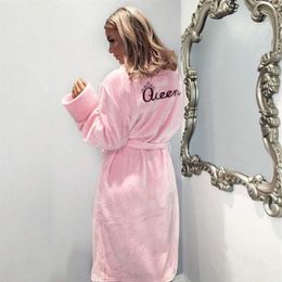 Women Sleepwear Femme Lingeries Warm Winter Flannel Bathrobe Women Bath Robe Soft Thick Cute Pink Robes Dressing Gown Sleepwear2157