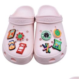 Shoe Parts Accessories Drink Bottle Character Pvc Charm Garden Shoes Decorations For Clog Jibz Kids Wristband Buckle Drop Delivery Dhphz