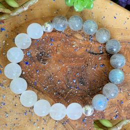 Beaded Mg1280 10 Mm Magical Moon Wrist Mala Bracelet Rainbow Moonstone Labradorite Womens Meditative Spiritual Jewellery Drop Dhgarden Dhtzx