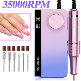 Nail Manicure Set 35000RPM Rechargeable Drill Machine With Pause Mode Electric Sander For Gel Polish Salon Equipment 230911