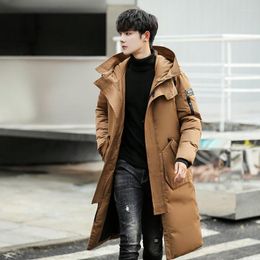 Men's Down Winter Thick Long Jacket Men Coat Hooded Parkas Casual Male Solid Warm Overcoat Jackets