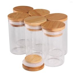 Storage Bottles 6 Pieces 90ml Size 47x80mm Glass With Bamboo Lids Spice Jars Container For Gift DIY Crafts