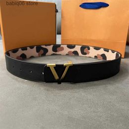 Belts Trend Personality Designer Belts Unisex Color Buckle Letter Men Belt Double Sided Leopard Print High Quality Leather Belt T230911