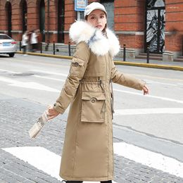 Women's Trench Coats X-long Jackets Wooli Liner Solid Parkas Female Winter Slim Hooded Plus Size Thick Fur Collar Cotton Casual Woman