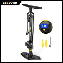 Bike Pumps BEELORD Bike Floor Pump With Gauge Digital Display MAX 200PSI Presta Schrader Valves Multi-Purpose Bicycle Air Pump For MTB Road 230911