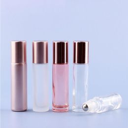 5ml Roll On Perfume Bottle Glass Metal Roller Ball Essential Oil Fragrance Container 10ml Rose Gold Btatx