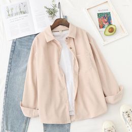 Women's Blouses Casual Corduroy Shirt Women 2023 Spring Autumn Ladies Solid Color And Tops Long Sleeve Loose College Style Shirts