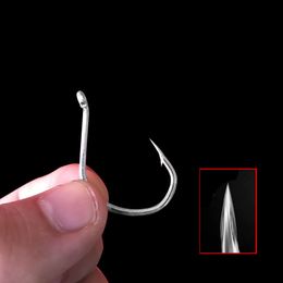 Fishing Hooks Fishhooks 200 Pcslot Seawater Bright Tin Plating Fish Barbed Hook Offshore Angling Perch Carp Tackles Jig Head Pesca 230912