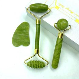 Natural Jade Massage Roller Guasha Board SPA Scraper Stone Facial Anti-wrinkle Treatment Body Facial Massager Health Care Tools281A