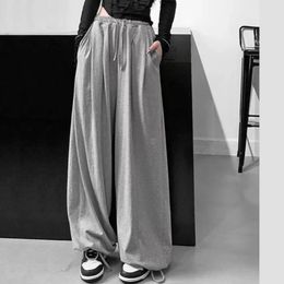 Womens Two Piece Pants Zoki Cotton Women Oversize Sweatpants Fashion Joggers Y2K Summer Harajuku Pants High Waist Black Loose Wide Leg Trousers 230912