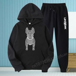 Men's Tracksuits Korea Mens Cotton Sets Hoodie Sweatpants 2 Piece Sweatshirt Suits Womens Kawaii Korean Streetwears Luxury Brand Tracksuit Outfit 230911