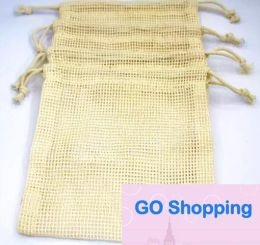 Reusable Bags Organic Cotton Washable Mesh Bags for Grocery Shopping Fruit Vegetable Organizer Storage Bags Wholesale