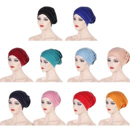 Glitter Rhinestones Pleated Turban Caps For Women Multicolor African Fashion Instant Bonnets Nigeria Party Ladies Head Wraps Hat