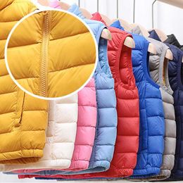 Down Coat Kids Vest Coat Autumn Winter Light White Down Jackets for Boys Girls Sleeveless Kids Fluffy Warm R230912