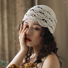 Hats Ladies Elastic Hat Soft Women Lace Knitted Women's Beanie Breathable Decorative