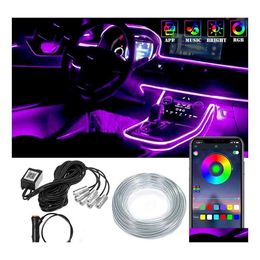 LED Strips Led Strips Car Interior Neon Rgb Led Strip Lights 4/5/6 In 1 Bluetooth App Control Decorative Ambient Atmosphere Dashboard Lamp Drop Ot1It HKD230912