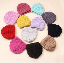 Ins Baby knitted Hat Girls Boys Warm Beanie cap Infant Baby Winter Hat for Kids Knit Beanes Candy Colour Newborn skull Hats