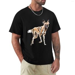 Men's Polos Wild African Painted Dog Watercolour Wall Art T-Shirt Summer Top Plus Size T Shirts Blouse Mens