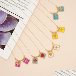 Pendant Necklaces Handmade Miyuki Glass Bead Heart Cross Pendant Necklace For Gift Drop Delivery Dhehx
