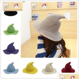 Party Hats Halloween Knitted Wool Witch Hat Adt Childrens Holiday Costume Props Decoration Drop Delivery Home Garden Festive Supplies Dh8Lb