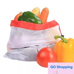 Quality Reusable Drawstring Mesh Grocery Bag Eco-friendly Produce Fruit Vegetable Shopping Bag Home Travel Storage Mesh Bags