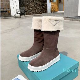 High cylinder Boots New Fashion Autumn and winter styles Leisure Snow boots Cow suede Outdoor leather wool Warm Snow boots Size