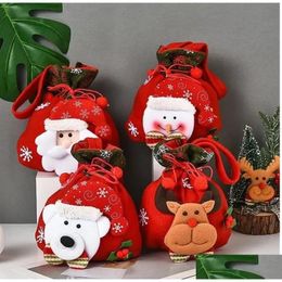 Christmas Decorations Party Santa Sack Children Xmas Gifts Candy Stocking Bag Exquisite Claus Printed Linen C178 Drop Delivery Home Ot0As