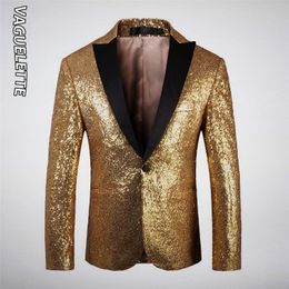 Men's Suits Blazers VAGUELETTE Mens Luxury Sparkly Blazer Sequin Jackets Coat Elegant Wedding Party Blazer Stage Wear 230912