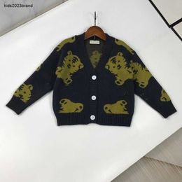 baby clothes Spring kids V-neck cardigan child sweater Size 100-160 CM Cute little tiger pattern jacquard Knitted overcoat for girl boy Sep05