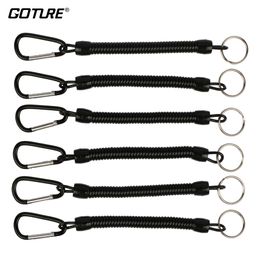 Monofilament Line Goture 6pcs Black Fishing Lanyard Ropes Retractable Plastic Spiral Rope Tether Safety Max Stretched Length 100cm Pesca 230912