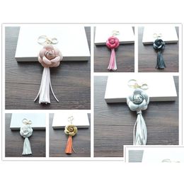 Key Rings Good Aaddadd Pu Tassel Key Chain Camellia Bag Pendant Car Ring Phone Shell Decoration Kr307 Keychains Mix Order 20 Pieces A Dhrnz