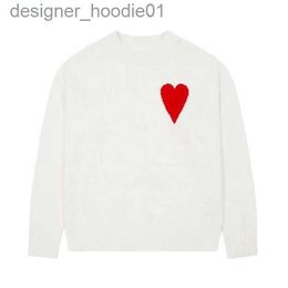 Mens Sweaters Paris Fashion Mens Designer Amies Knitted Sweater Embroidered Red Heart Solid Colour Big Love Round Neck Long Sleeve Shirt Sweater Man Women Pullover Wi
