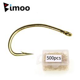 Fishing Hooks 500PCS Gold Color Hook Nymph Scud Shrimp Pupae Larvae Caddis Fly Tying Fish 10 12 14 16 Sharp Tip Wholesale 230912