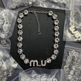 Wholesale New M IU Large Letter Rhinestone Necklace Set Feminine Light Sier Collarbone Chain