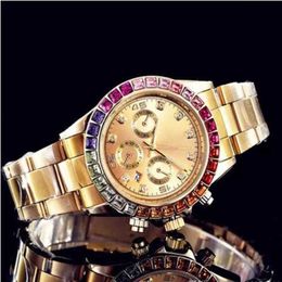 Rolaxs Watch Diamond Womens Watches Ladies Square Watches Flower Full Gold Rhinestone Women Swiss Designer Automatic Wristwatches Bracelet Clock Frj Tmtw T63G
