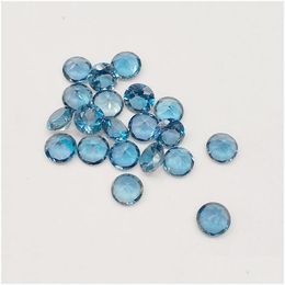 Loose Gemstones London Blue Topaz Eye Clear Good Brilliant Cut Sizes 2Mm-5Mm Round 100% Natural For Jewelry Making 20Pcs/Lot Dhgarden Dh1Ff