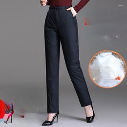 Women's Pants Women Winter Warm Down Cotton Female Lightweight Velvet Thicken Padded Quilted Trousers Elastic Waist Casual G504