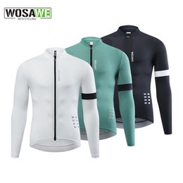 Cycling Shirts Tops WOSAWE Men Jerseys White Long Sleeves Autumn Clothing MTB Pro Team Bike Bicycle Clothes Ciclismo Hombre 230911