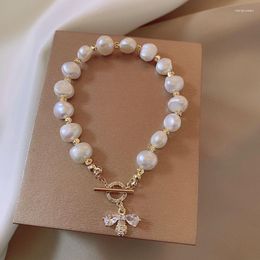 Link Bracelets Women Diamond Little Bee Pearl Hand Catenary