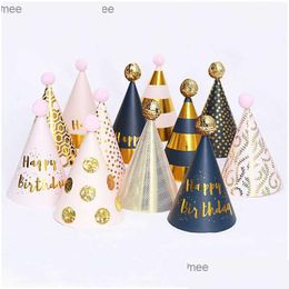 Party Hats 1 Happy Birthday Hat Polka Dot Diy Cute Handmade Crown Shower Baby Decoration Boys And Girls Gift Supplies Z230809 Drop Del Dhwih