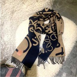 20% OFF scarf Wool LO Luo 22 Autumn/Winter New Double sided Neck Graffiti Old Flower Live Cashmere Scarf 1