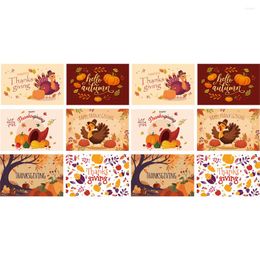 Gift Wrap 12 Pcs Decor Invitation Cards Cartoon Thanksgiving Festival Blessing White Child Present Themed Party Greeting Printed