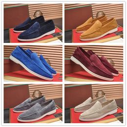 LP Top LoroPiano Walk Soft Charms Brand Low Gentleman Sneakers Shoes Loafers Cow Leather Oxfords Flat Slip Party Wedding Comfort Rubber Sole Moccasins