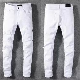 Luxurys Designer Mens Jeans Famous Dasual Design Slim-leg White Embroidery Snake Motorcycle summer trousers pencil pantsSize 29-40234M