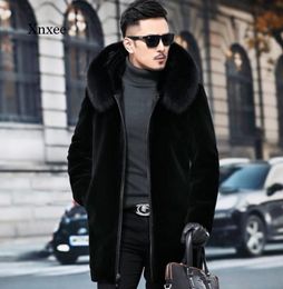 Men's Fur Faux Fur Winter Fur Jacket Men Long Sleeve Faux Fur Coat Thick Warm Hooded Luxury Fashion Black Bontjas Mens Furry Shaggy Outerwear 230911