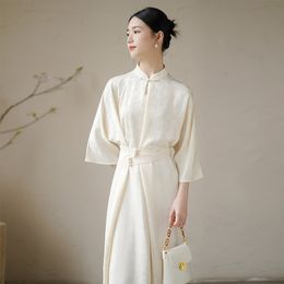 Basic Casual Dresses 2023 improvement qipao women's spring summer water drop stand neck waistband chinese style daily cheongsam dress 230911