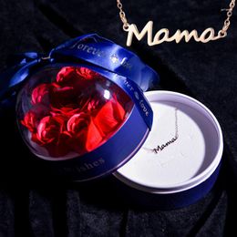 Collane con ciondolo Collana con lettera della mamma Gioielli in scatola di immagazzinaggio di fiori di sapone Set regalo Regali di anniversario per la festa della mamma per le donne mogli