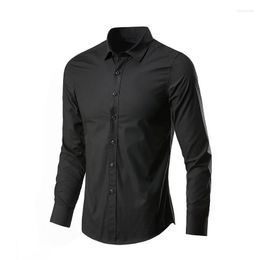 Men's Dress Shirts 2023 Shirt White Long-sleeved Korean Version Handsome Dark Gray Professional Business Formal Black Top