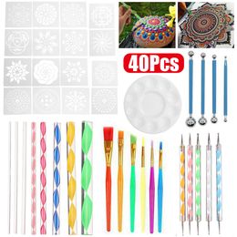 Dotting Tools 40Pcs/set DIY Mandala Dotting Tools Set For Painting Rocks Dot Kit Rock Stone Painting Pen Polka Dot Art Tool Template Cosmetic 230912