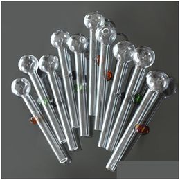 4.2 Inch Length Oil Burner Glass Pipes 12Cm Long Pyrex Transparent Smoking Tube Coloured Dot Nail Burning Jumbo Pipe 120Mm Colorf Ac